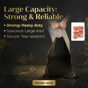Tall Kitchen Drawstring Trash Bags 13 Gallon Custom Printed Logo Heavy Duty Plastic