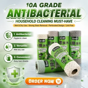 Tear Off Cleaning Cloth Roll 10A Antibacterial Washable Reusable 300 Times Perforated Textured Kitchen Home Cleaning Cloth