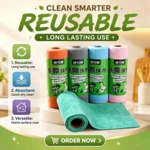 Tearable Cleaning Cloth Roll Antibacterial 10A Reusable Kitchen Dish Towel Perforated Home Cleaning Cloth