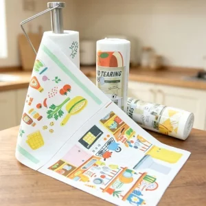 Tearable Printed Kitchen Cleaning Rag Roll Washable Lint-Free Multipurpose Household Dish Cloth