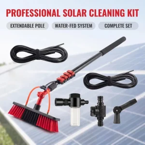Telescopic 16FT Adjustable Water Fed Brush with Soap Dispenser and Lightweight Design for Outdoor Window Cleaning