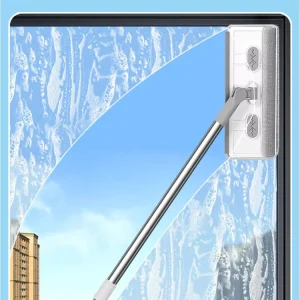 Telescopic 3 in 1 Glass & Screen Cleaning Kit Detachable Pole Scraper Dust Brush for Windows & Screens