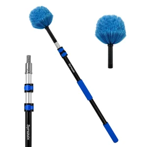 Telescopic Aluminum Cobweb Duster with Soft Bristle Brush for High Ceilings, Corners, and Windows