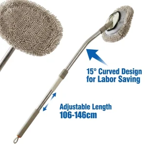 Telescopic Car Wash Mop 15 Degree Curved Long Handle Adjustable 106-146cm Scratch Free Chenille Car Wash Brush