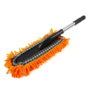 Telescopic Chenille Car Duster with Microfiber Head and Stainless Steel Pole for Auto Body, Windows and Roof Cleaning