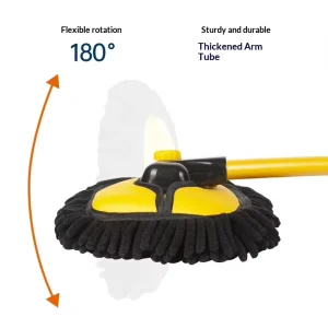 Telescopic Cleaning Tool Curved Aluminum Alloy Handle Wash Brush for Dust Removal Chenille Telescopic Detachable Wash Mop