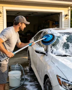 Telescopic Detailing Tool for Car Wash Handle Mop and Cleaning Brush with Dust Duster Sharer for Car Washer