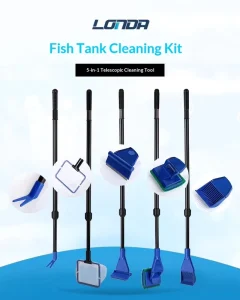 Telescopic Five in One Cylinder Plastic Fish Tank Brush with Algae Removal Sand Washing Aquatic Plant Clip for Glass Cleaning