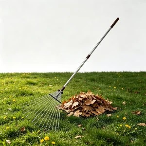Telescopic Garden Rake Adjustable Aluminum Shaft Leaf Collector for Yard Lawn Clean up and Backyard Maintenance