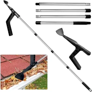 Telescopic Gutter Cleaner Gutter Cleaning Pole Portable Cleaning Scraper Tool for Cleaning Leaves and Debris