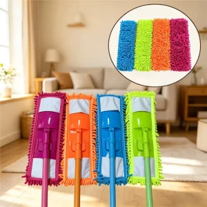 Telescopic Iron Pole Microfiber Dust Mop