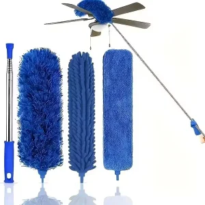 Telescopic Microfiber Feather Duster Bendable Extendable Long Handle for Ceiling Fans, Cobwebs, and Blinds