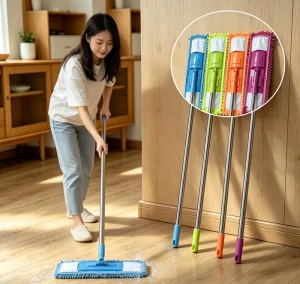 Telescopic Microfiber Floor Cleaner Mop Retractable Chenille Fabric Flat Dust Mop