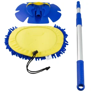 Telescopic Pole Car Wash Brush Long Handle Microfiber Cleaning Tool with Ice Scraper Durable Plastic