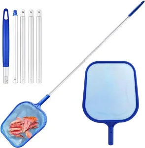 Telescopic Pool Skimmer Net Extra Fine Mesh Extendable Pole Heavy Duty PP Basket Fountains Spa Hot Tub Cleaning Leaf Removal Tool