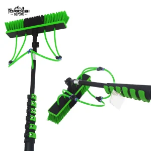 Telescopic Rod Solar Panel Cleaning Tool with Water Spray Brush for Plastic Glass Cleaning
