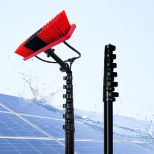 Telescopic Solar Panel Cleaning Brush with 30FT Water Fed Pole Extendable Window Glass Roof Cleaning Tools