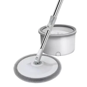 Telescopic Steel Handle Mop Bucket & Wringer System with Microfiber Mopheads for Floor Cleaning