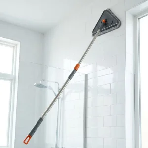 Telescopic Triangle Wall Mop 2 in 1 Microfiber Cleaning Pads with Squeegee 360 Rotatable Head Home Kitchen Bathroom