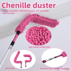 Telescopic Water Fed Aluminum Pole with Extendable Microfiber Detailing Brush for Windows Cars and Siding