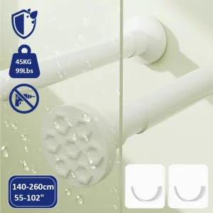 Tension Shower Curtain Rod 43-114 Inch No Drill Spring Adjustable Rust Resistant Metal Telescoping Pole for Bathroom Closet