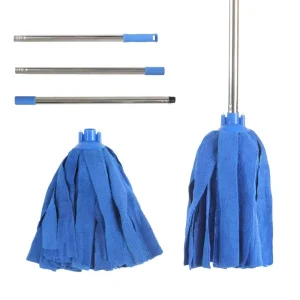 Terry Cloth Wet Round Screw Mop with Steel Handle Eco Friendly MSJ Brand Easy Clean Floor Cleaning