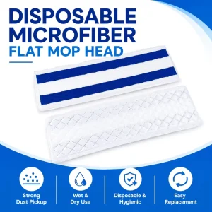Textured Blue Microfiber Flat Mop Head for Wet and Dry Floor Cleaning