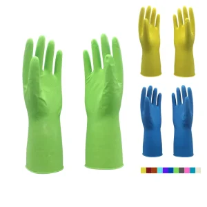 Textured Diamond Flocklined Rubber Dishwashing Gloves