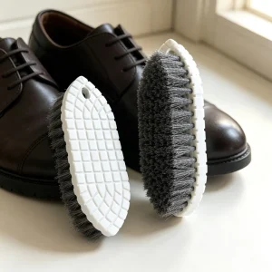 Textured Non-Slip Plastic Shoe and Laundry Floor Scrub Brush with Hard Gray Bristles