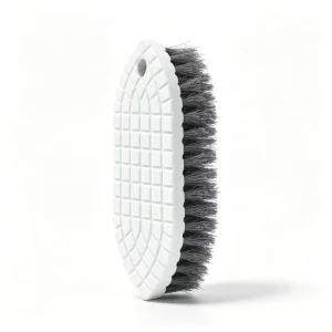 Textured Non-Slip Plastic Shoe and Laundry Scrub Brush with Hard Grey Bristles