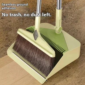 The New Upgraded Modern Soft Bristles Light Weight Durable Household Floor Cleaning Long handled Foldable Broom Dustpan Set
