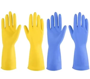 Thick Durable Latex Waterproof Non-Slip Reusable Gloves for Dishwashing Laundry and Winter Cleaning