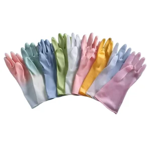 Thick PVC Waterproof Kitchen Dishwashing and Cleaning Gloves Plastic-Coated Grain Texture for Laundry and Market Stall Use