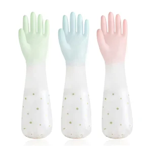 Thick Waterproof Reusable Latex Kitchen Cleaning Gloves with Extended Cuff