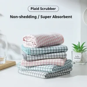 Thick Woven Peacock Feather Pattern Microfiber Dish Towel Oil Resistant Quick Dry Reusable High Absorbent Kitchen Cleaning Cloth