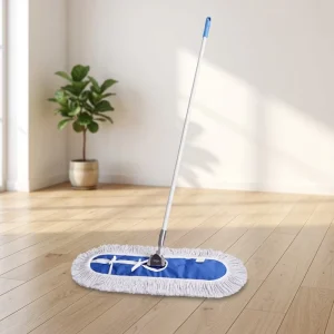 Thickened Cotton Yarn Looped-Head Dust Mop with Long Steel Handle Rod for Commercial Building Floors