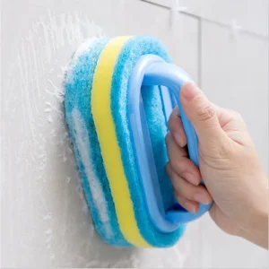 Thickened Kitchen Pot and Bathtub Scrubber with Polyester Fiber and Plastic Handle