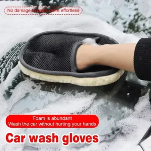 Thickened Microfiber Car Wash Mitt with Fleece Wool Surface, Paint-Safe, Scratch-Resistant