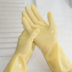 Thickened Nitrile Rubber Heavy Duty Household Gloves for Washing Dishes Laundry Anti Slip Breathable 15mil Thick 33cm
