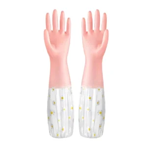 Thickened Non-Slip Rubber Kitchen Cleaning Gloves, Jelly Color