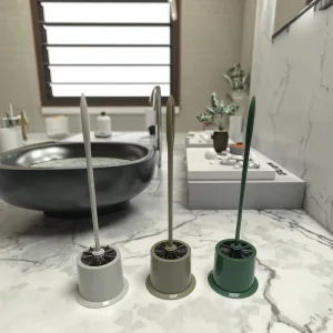 Thickened Nylon Toilet Brush Set with Base for Bathroom Cleaning