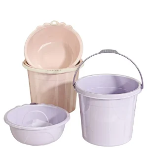 Thickened Plastic Portable 10L Bath Bucket Household Water Storage Hand Held Laundry Foot Soaking Basin Set Student