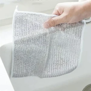 Thickened Steel Wire Cleaning Cloth Non Scratch Double layer Iron Microfiber Mesh Dishrag Washing Pot Rags Kitchen Towel