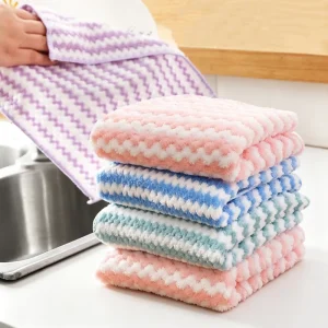 Thickened Washable Coral Velvet Dishcloths Water-Absorbent Kitchen Cleaning Cloths Dish Towels