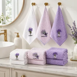 Thickened Woven 280GSM 30x30cm Absorbent Soft Cotton Waffle Weave Face Towel for Family Bathroom Kitchen Use