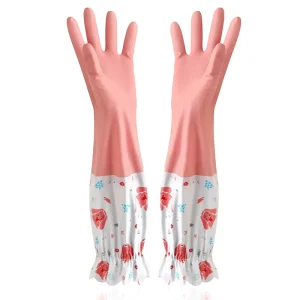 Thickened and Plush Anti Freezing Dishwashing Gloves Kitchen Cleaning Gloves Rubber Extension Winter Household Gloves