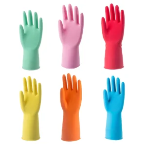Thin Durable Reusable Waterproof Latex Rubber Dishwashing and Kitchen Gloves