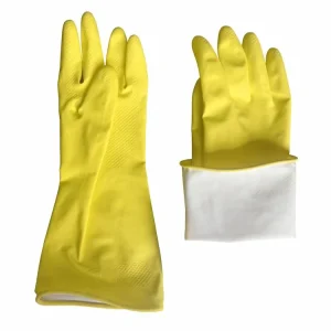 Thin Natural Latex Cleaning Gloves with Flocked Lining, Waterproof, Reusable, CE EN388