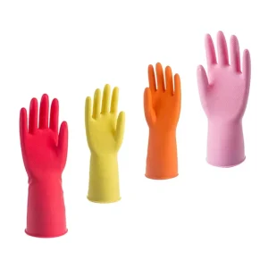 Thin Velvet-Lined Latex Gloves for Household Cleaning, Dishwashing, and Laundry