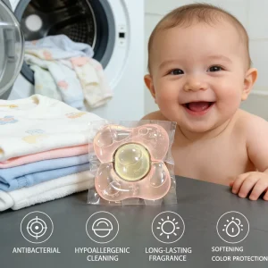 Three-Chamber 3-in-1 Disposable Laundry Detergent Pods Antibacterial Hypoallergenic Long-Lasting